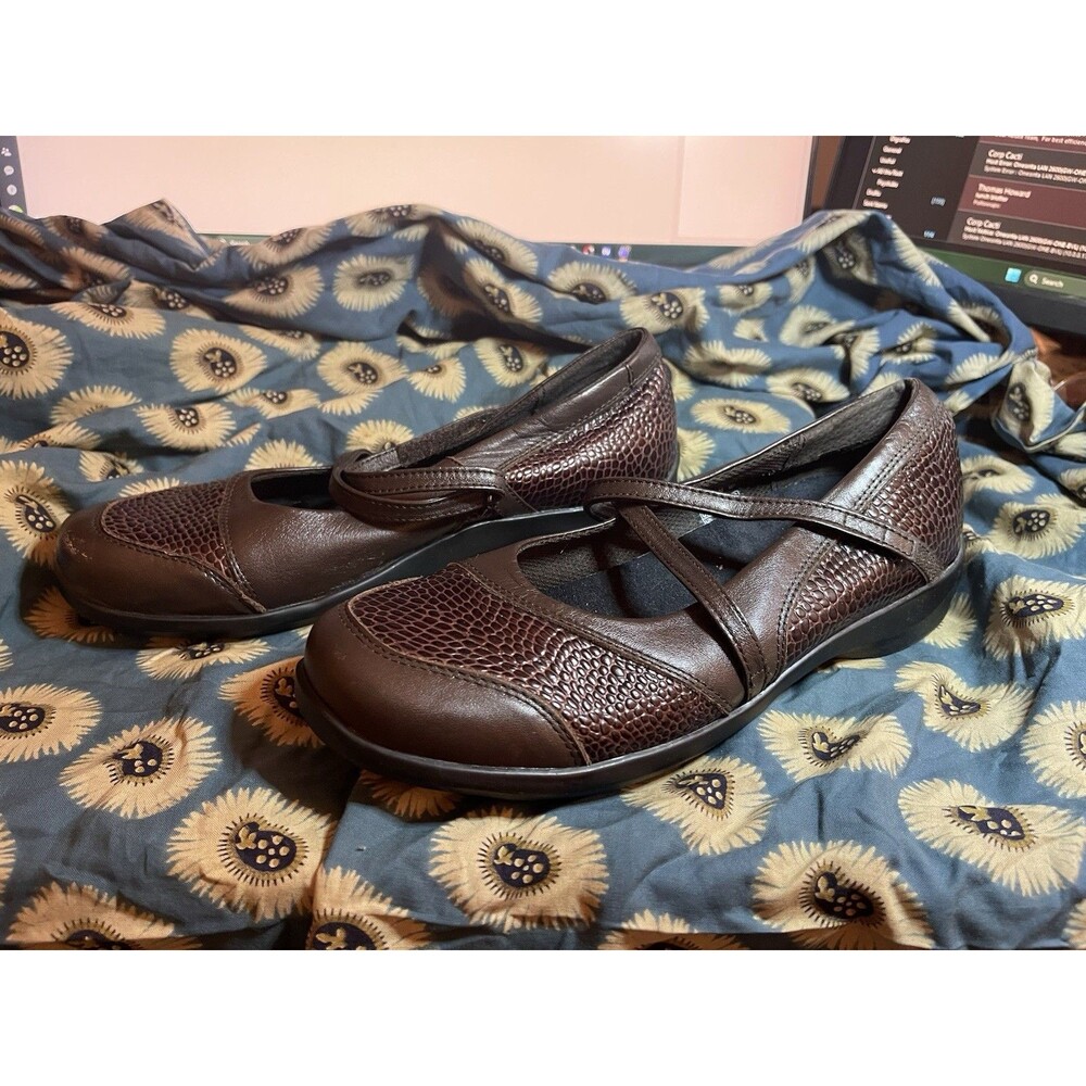 Aetrex Brown Pebble Leather Mary Jane Comfort Style E361W Size 11